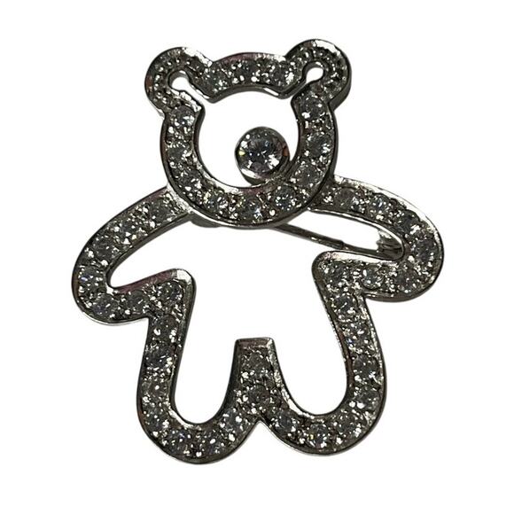 Vintage Jewelry - VALENTI Vintage Sterling silver Rhinestone Bear brooch RARE